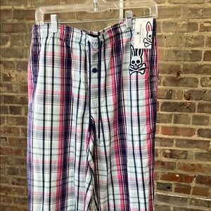 Psycho Bunny Pink and Blue Plaid Pants